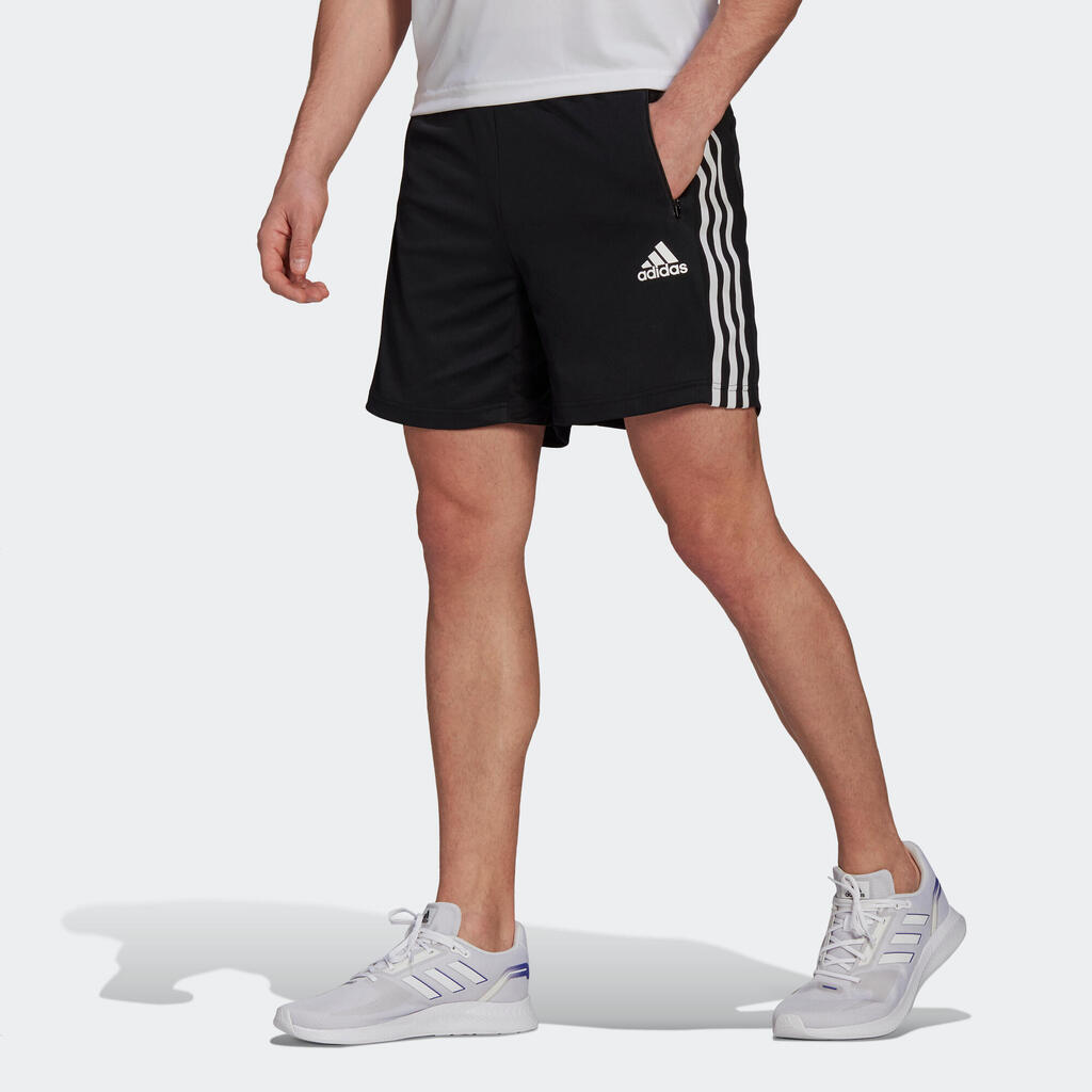 Shorts Fitness 3 Streifen Herren schwarz