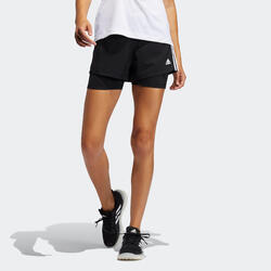 2-in-1 fitnessshort voor dames zwart