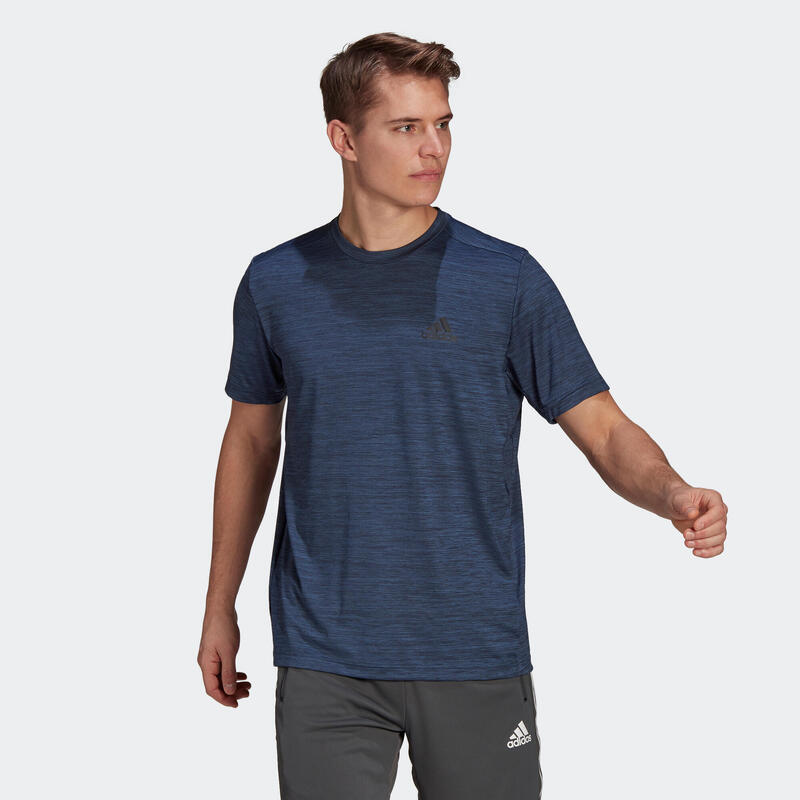 Camiseta Adidas fitness azul jaspeado 