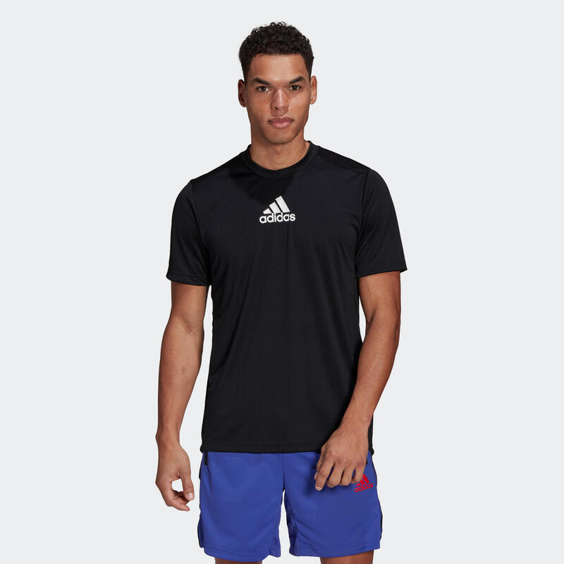 Camiseta Adidas Fitness negro 3 franjas 