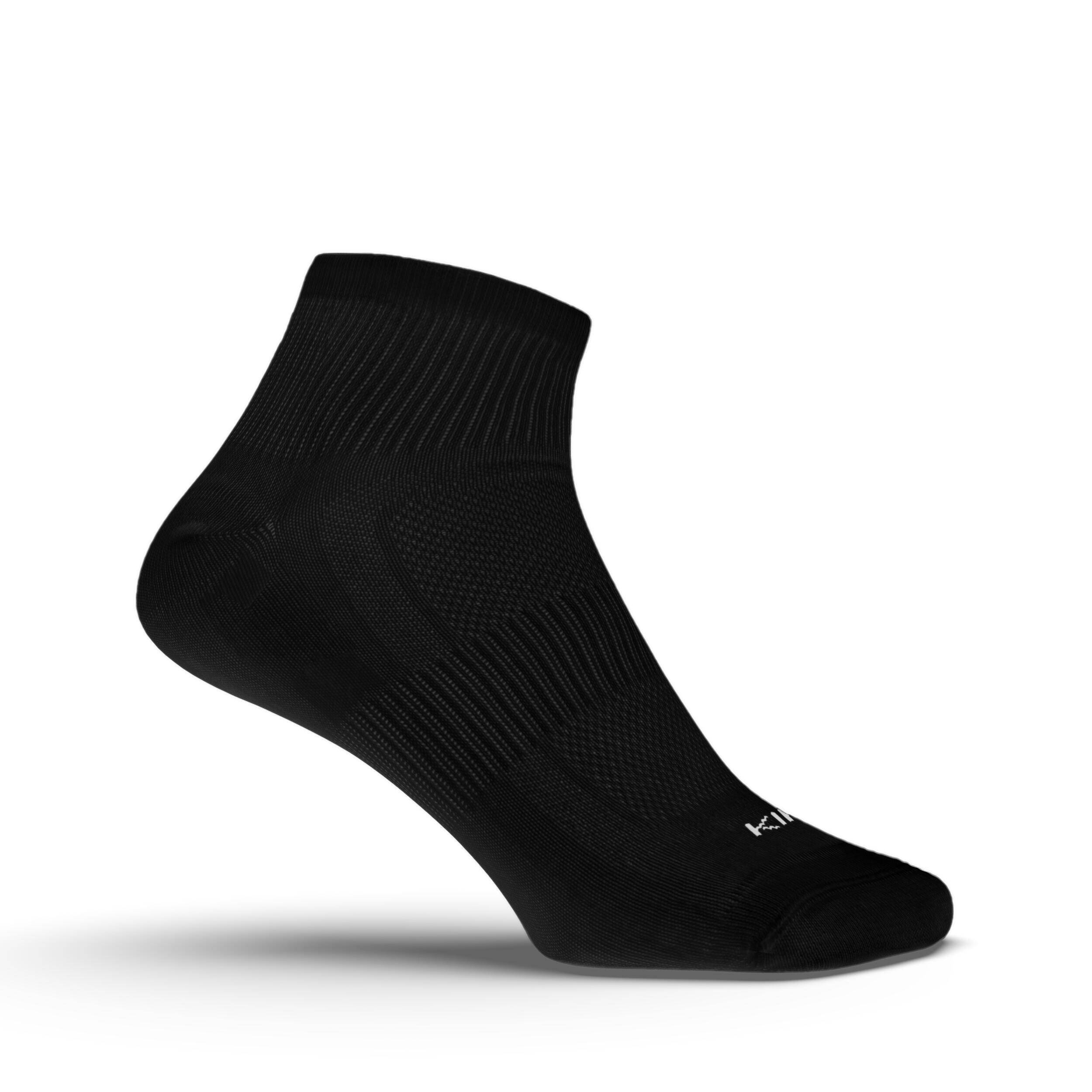 Pack of 3 Running Socks, Quick Dry, Cotton Socks, Run 100 - Black -  5