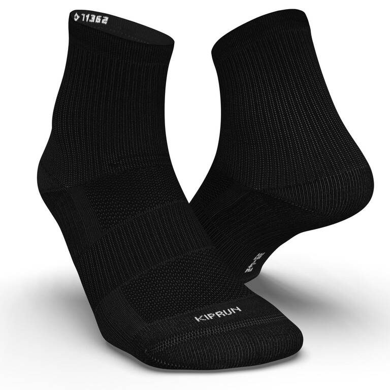 RUNNING MID SOCKS RUN500 2-PACK BLACK