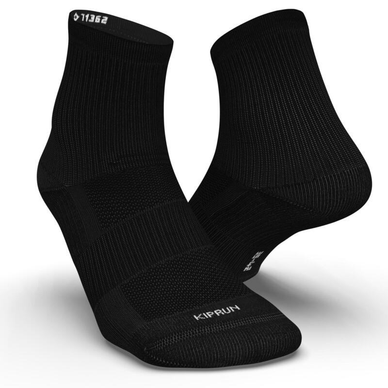 Běžecké ponožky středně vysoké RUN500 černé 2 páry 
