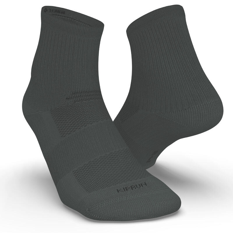 CHAUSSETTES DE RUNNING RUN500 MI-HAUTEURS X2 KAKI
