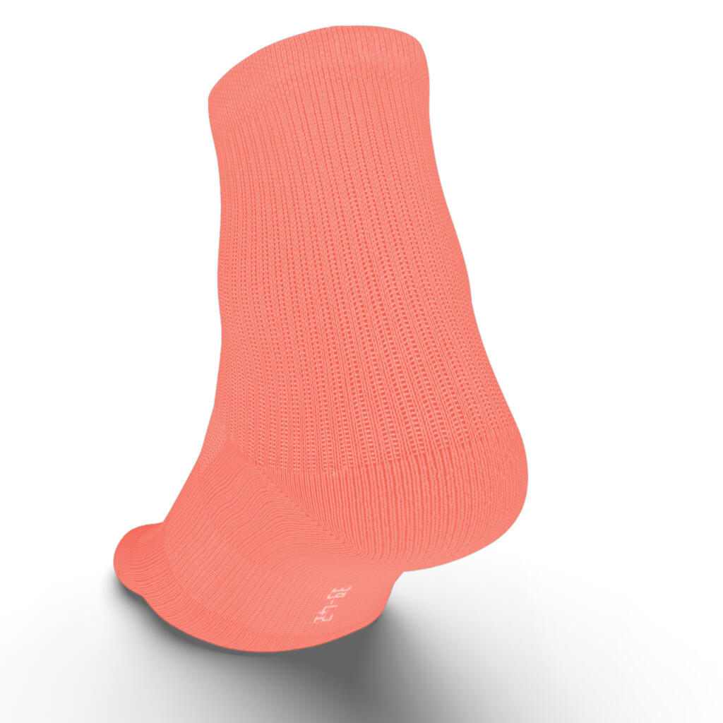 CHAUSSETTES DE RUNNING RUN500 MI-HAUTEURS X2 ROSES CORAIL