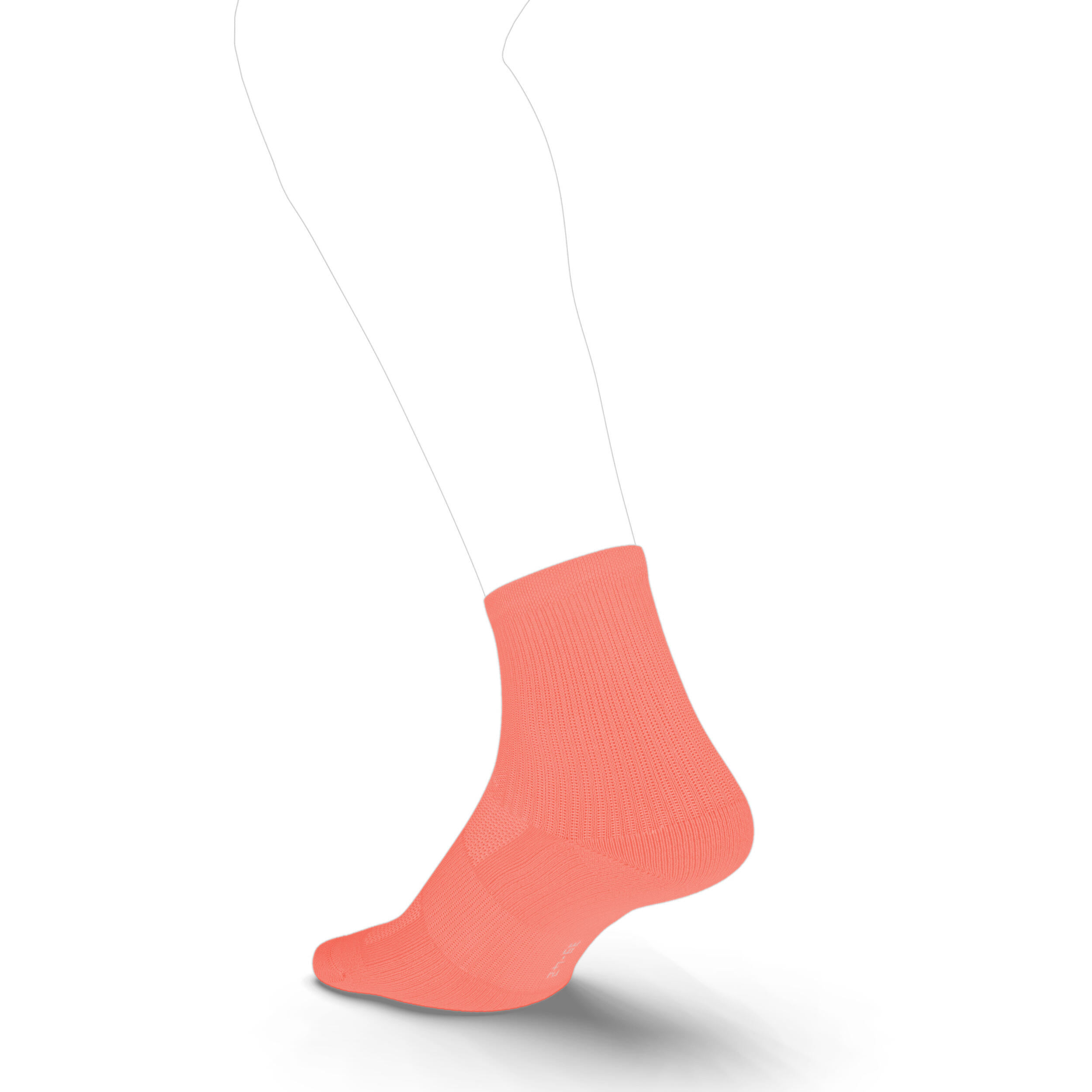 RUN500 RUNNING SOCKS MID HEIGHT X2  - CORAL PINK 2/8