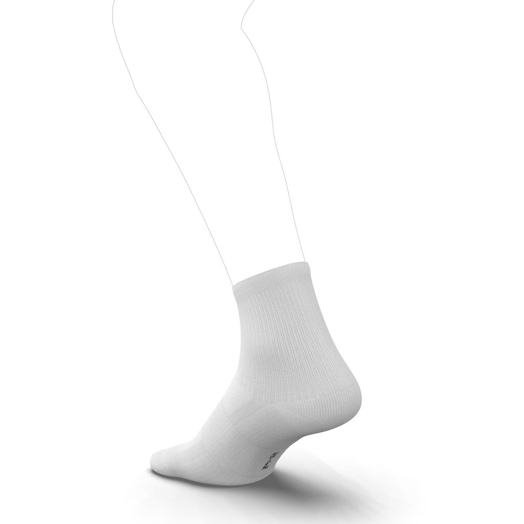 CHAUSSETTES DE RUNNING RUN500 MI-HAUTEURS X2 BLANCHES