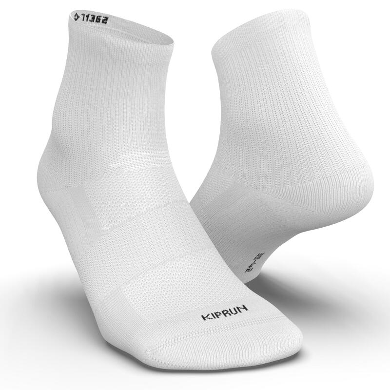 CHAUSSETTES DE RUNNING MI-HAUTEURS CONFORT X2 BLANC