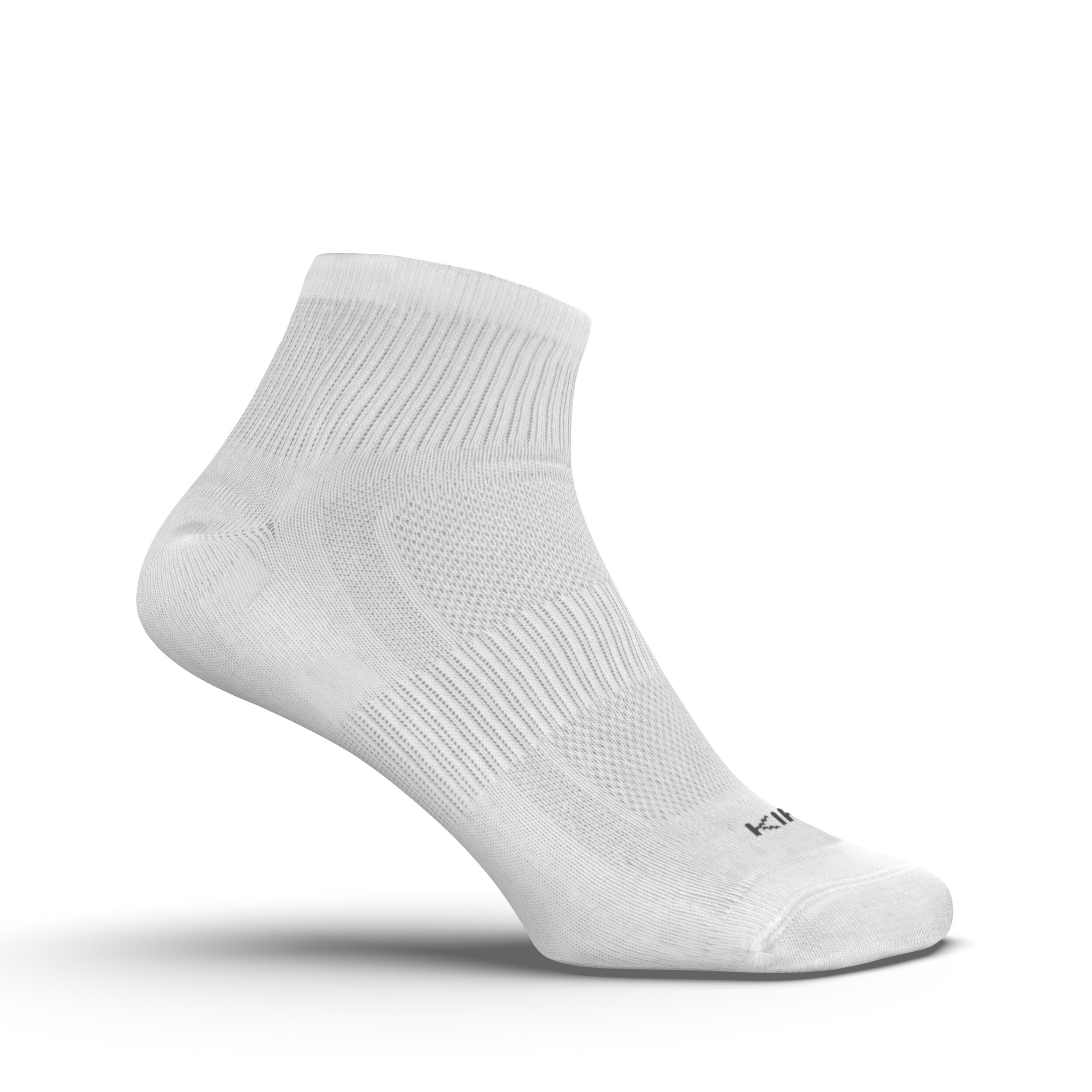 Pack of 3 Running Socks, Quick Dry, Cotton Socks, Run 100 - White
