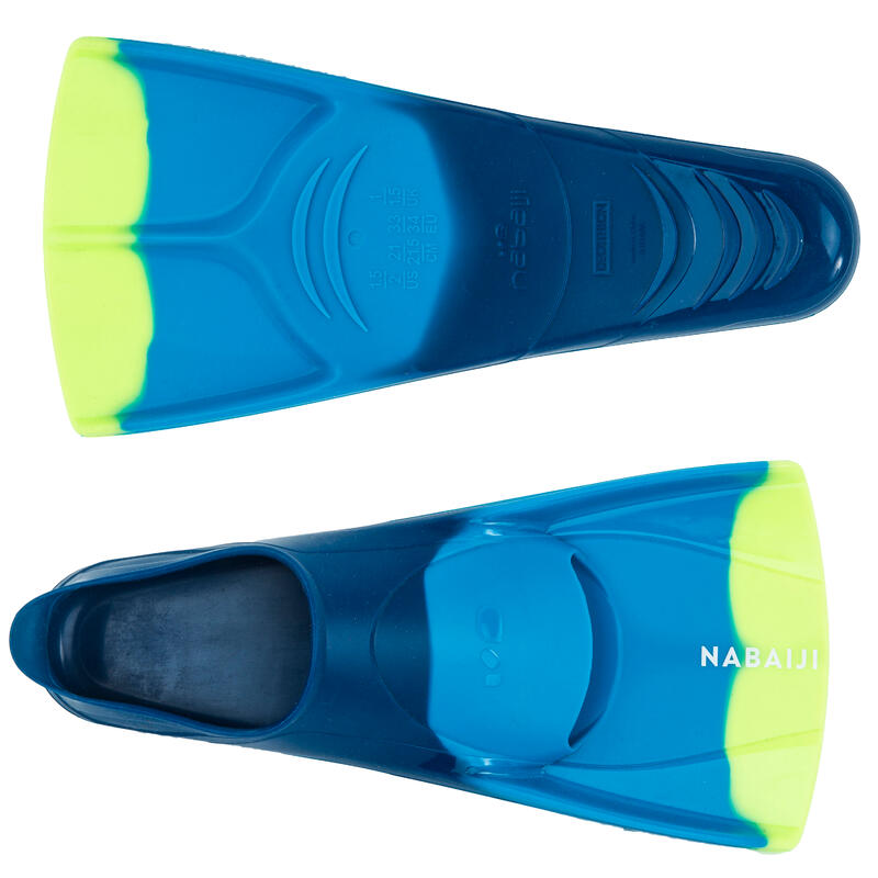SHORT SWIM FINS SILIFINS 3COLOUR BLUE/YELLOW Decathlon