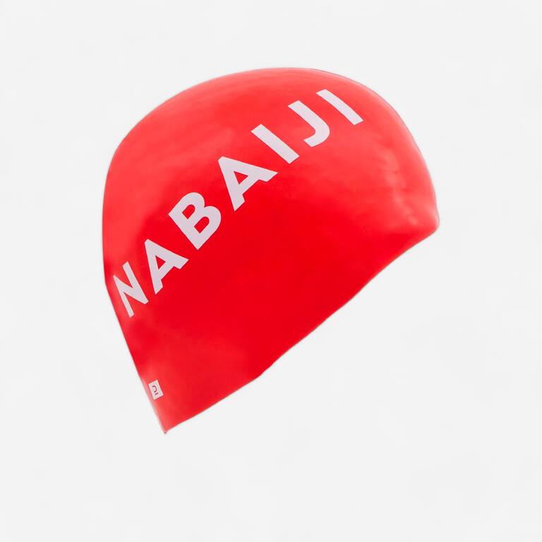 Swimming Cap Silicone Nabaiji Logo Red