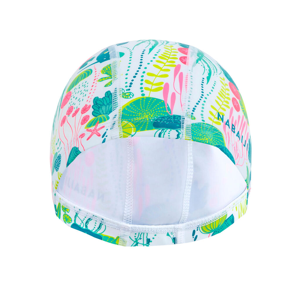 SILICONE MESH SWIMMING CAP - PRINT ALL ALG WHITE