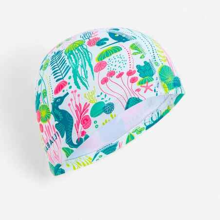 Gorro natación tela Niños blanco verde revestido silicona