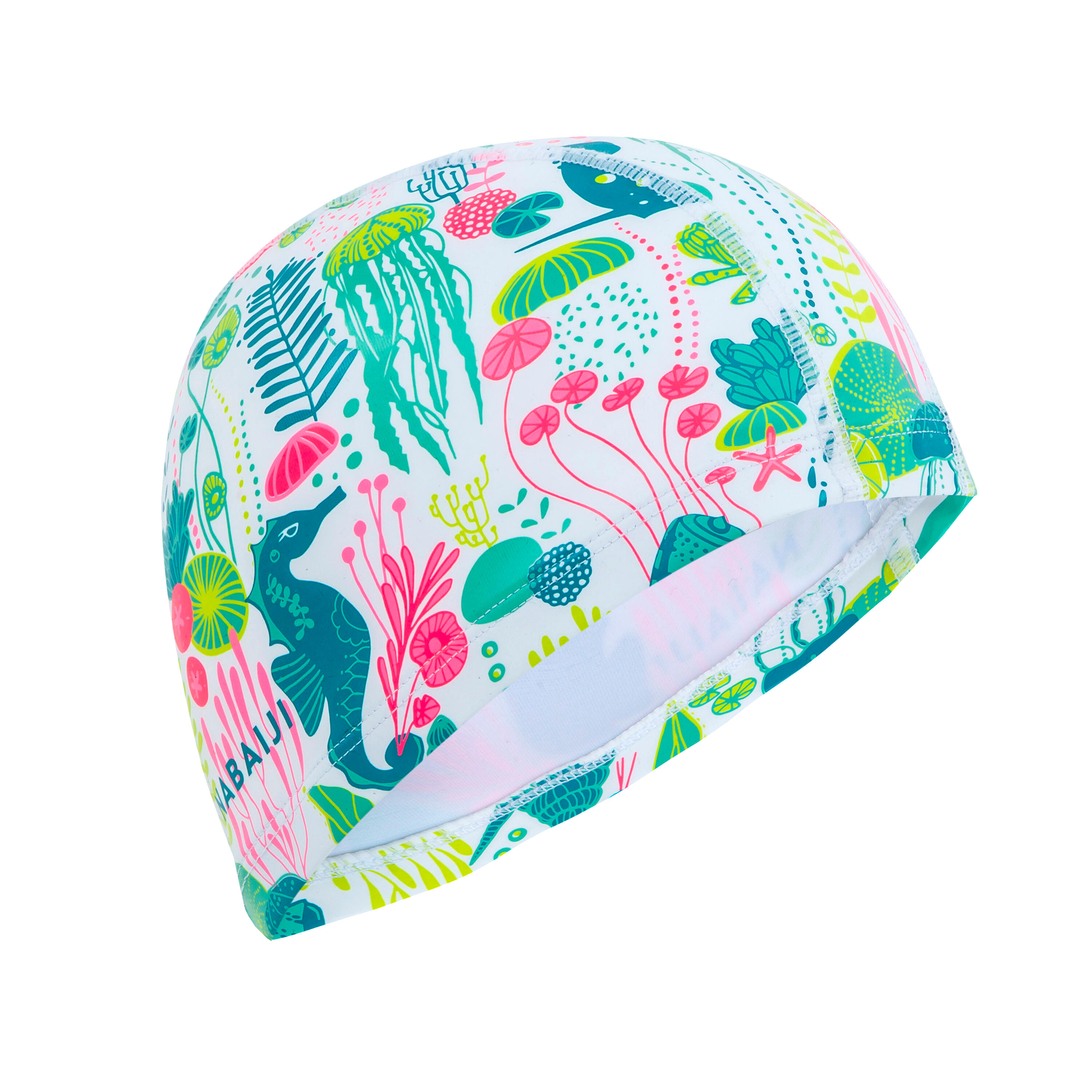 SWIM CAP SILICONE PRINT ALL ALG WHITE