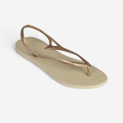 Chanclas playa Mujer Havaianas beige dorado