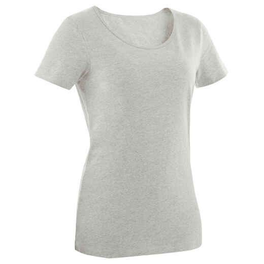 
      Majica kratkih rukava za fitness 100 ženska siva
  