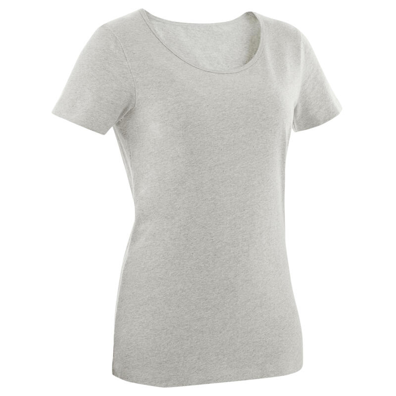 T-shirt de Fitness Mulher 100 Cinzento