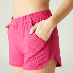 Women's Straight-Cut Cotton Fitness Shorts 520 With Pocket - Pink