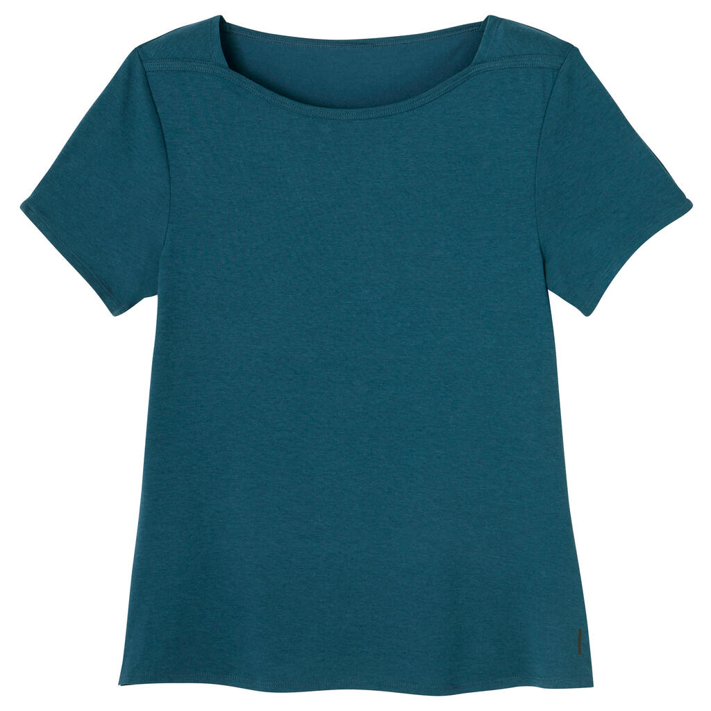 Stretchy Boat Neck Cotton Fitness T-Shirt