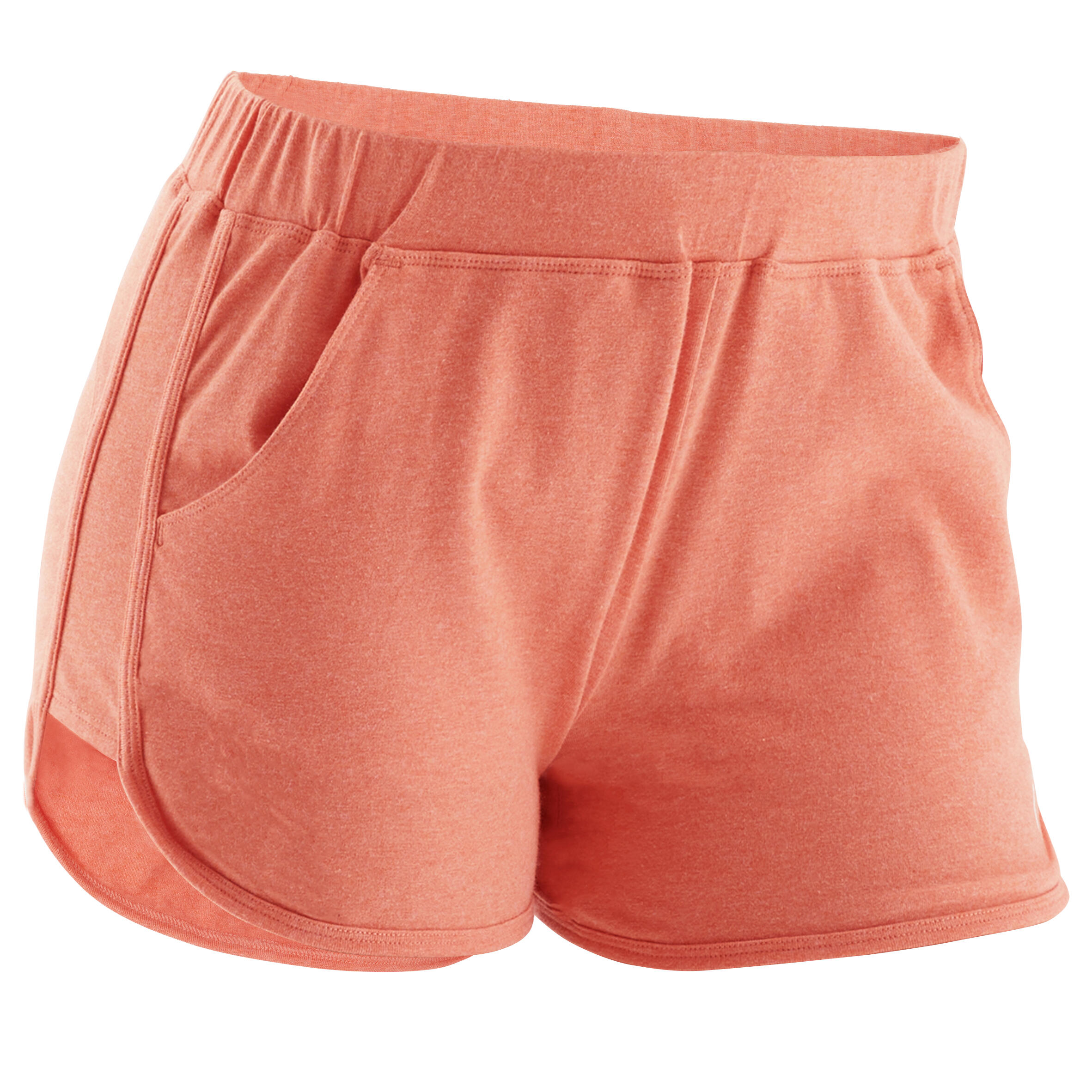Women's Straight-Leg Cotton Fitness Shorts 520 With Pocket - Orange 6/6
