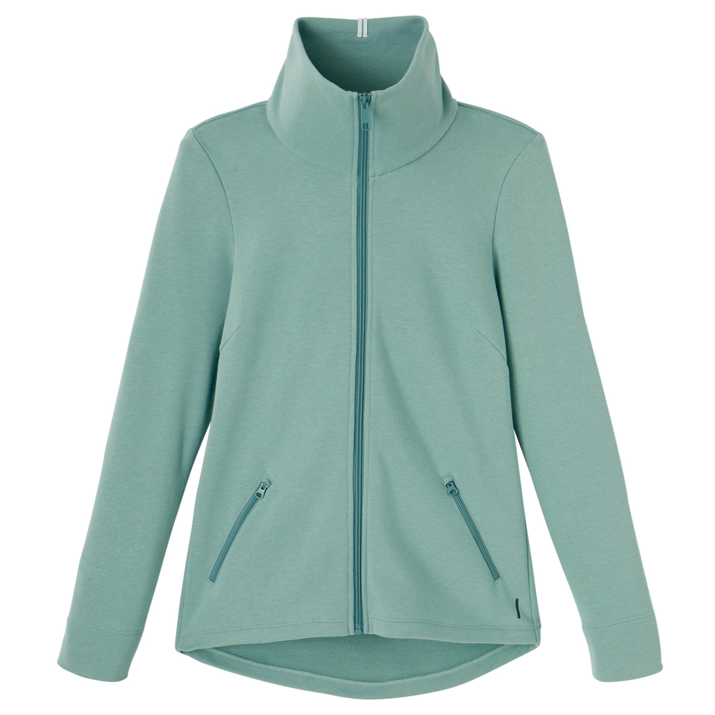 High Neck Zip Fitness Sweatshirt - Khaki 8/9