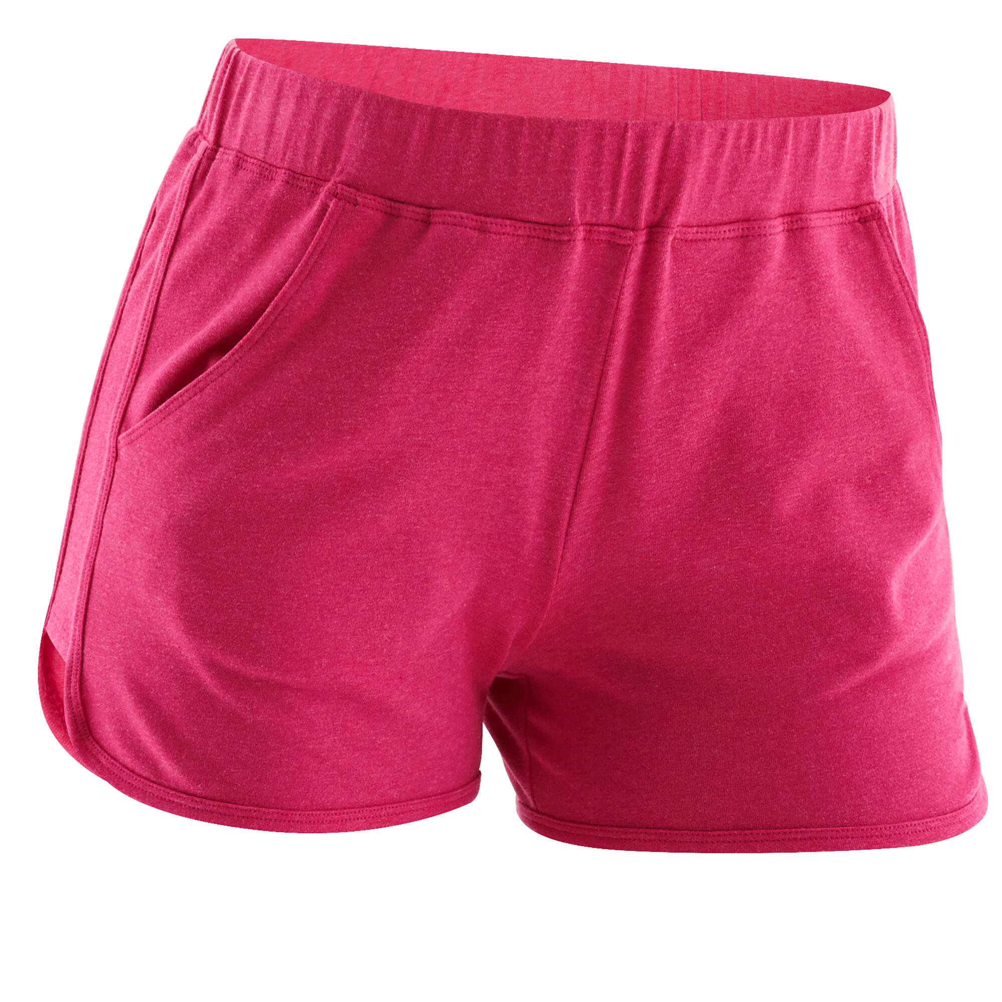Women's Straight-Cut Cotton Fitness Shorts 520 With Pocket - Pink 4/4