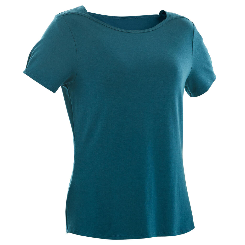 Stretchy Boat Neck Cotton Fitness T-Shirt