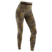 Stretchy High-Waisted Cotton Fitness Leggings with Mesh - Yellow Print