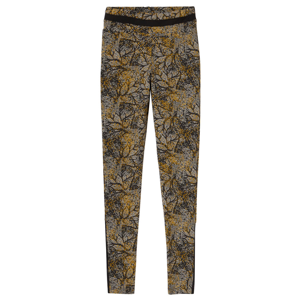 Legging fitness 7/8 coton extensible avec mesh femme - jaune