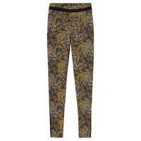 Stretchy High-Waisted Cotton Fitness Leggings with Mesh - Yellow Print