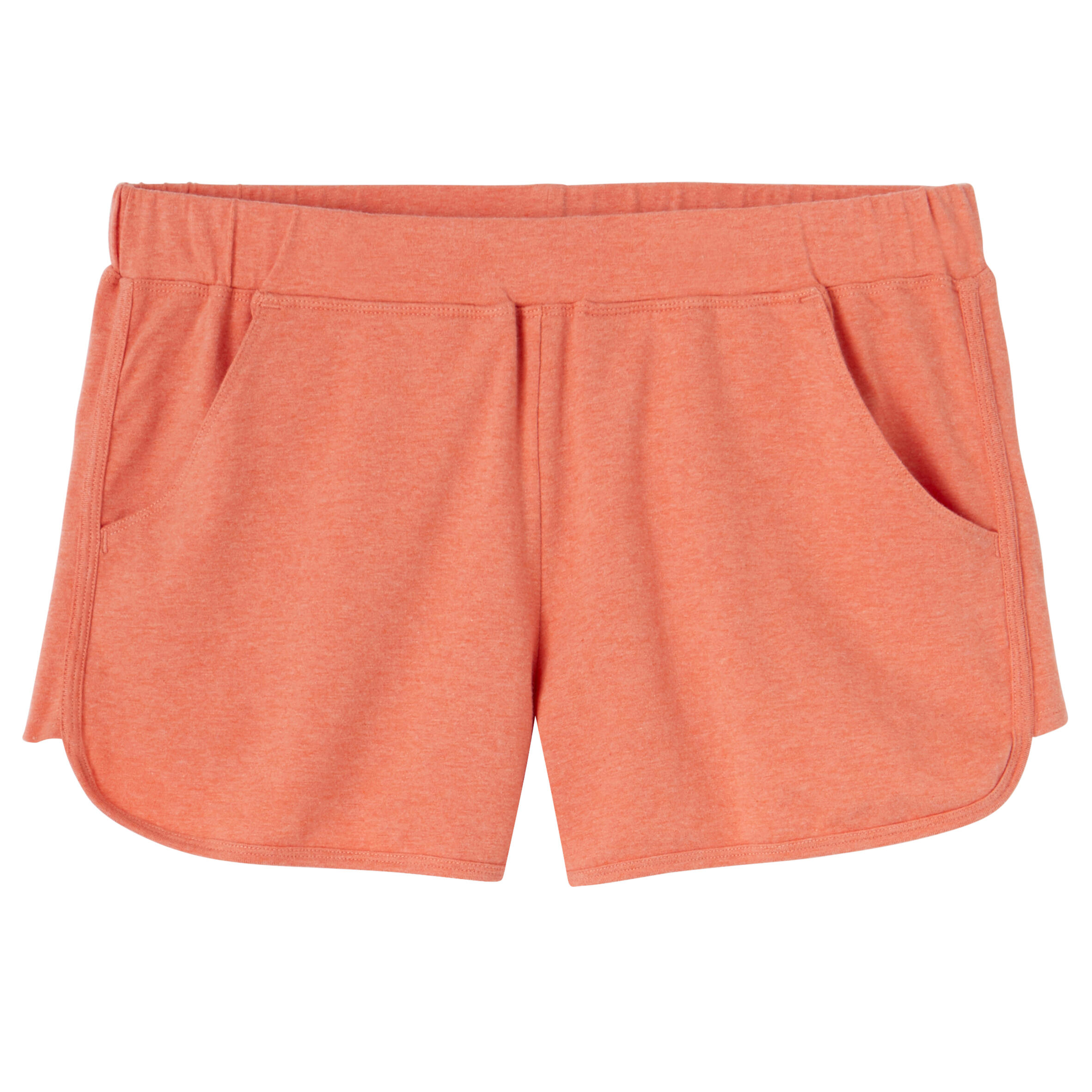 Women's Straight-Leg Cotton Fitness Shorts 520 With Pocket - Orange 5/6