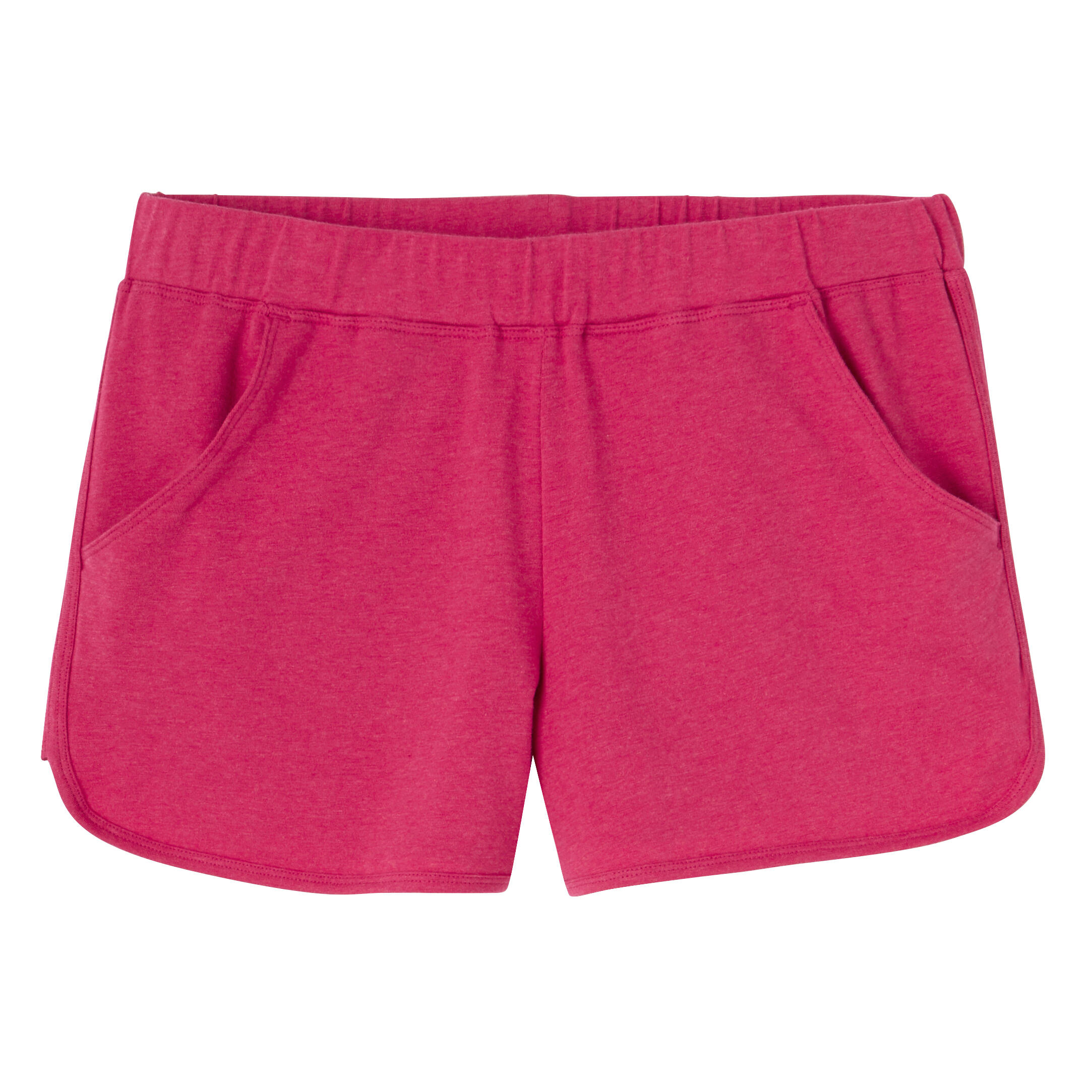 Women's Straight-Cut Cotton Fitness Shorts 520 With Pocket - Pink 3/4