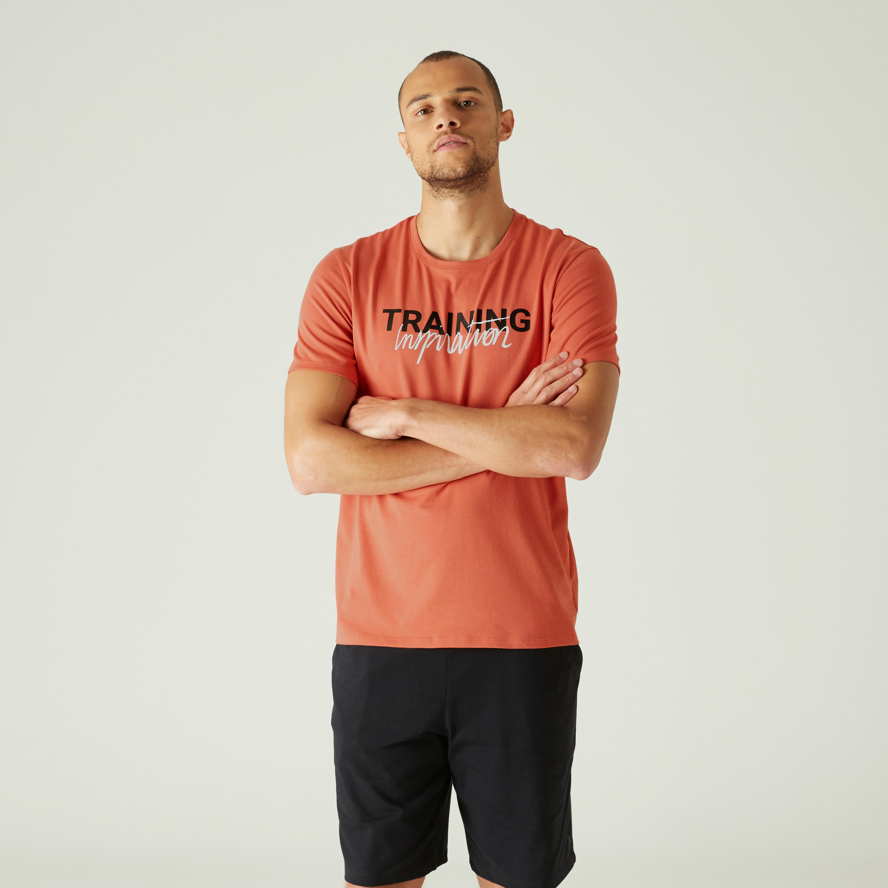 

Men's Gym T-Shirt Regular Fit 500 - Orange Print -  By NYAMBA | Decathlon
