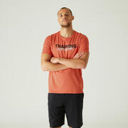 Men's Cotton Gym T-shirt Regular fit 500 - Orange Print