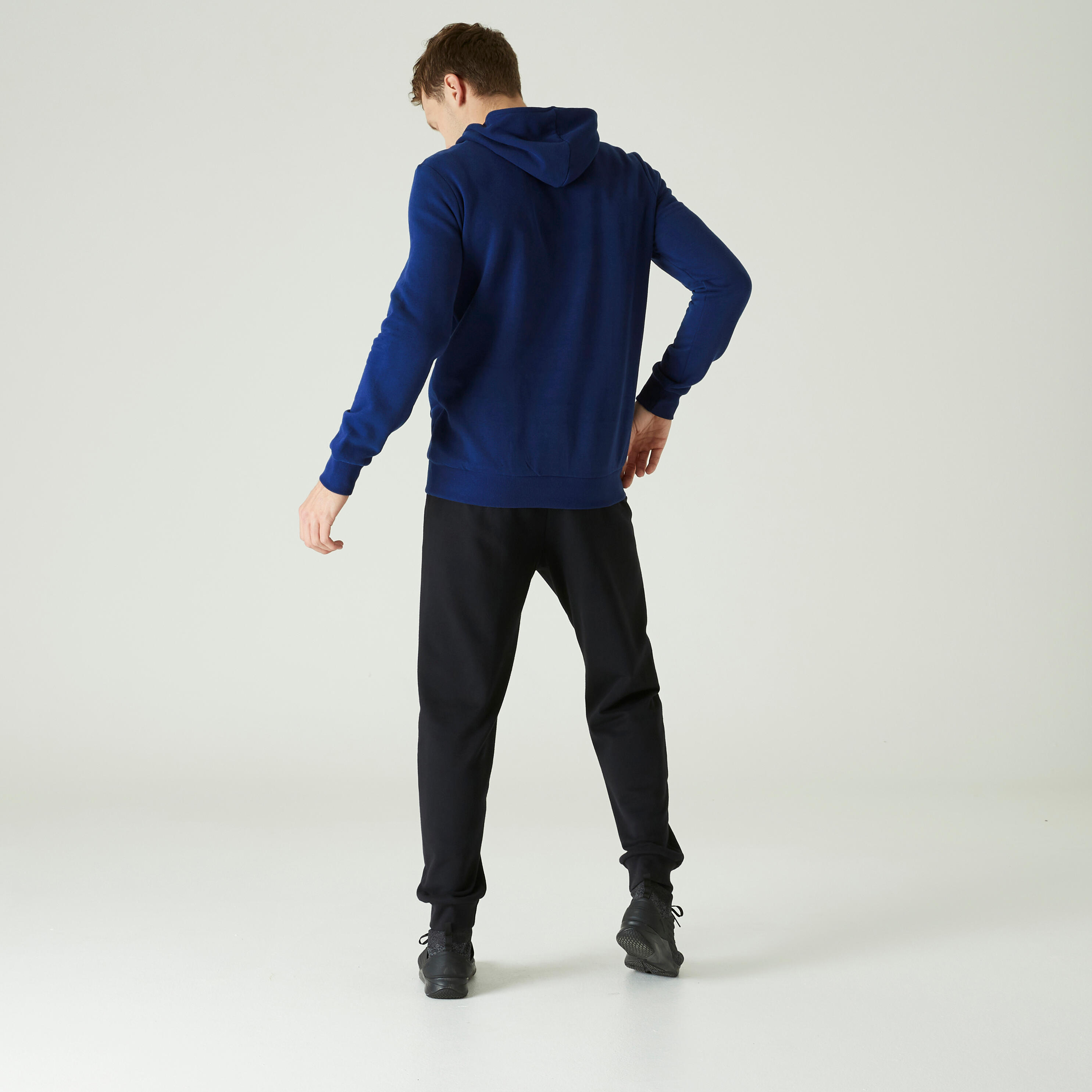 Men's Fitness Crew Hoodie 100 - Blue with Pattern 3/7