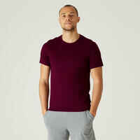 Men's Slim-Fit Fitness T-Shirt 500 - Dark Burgundy