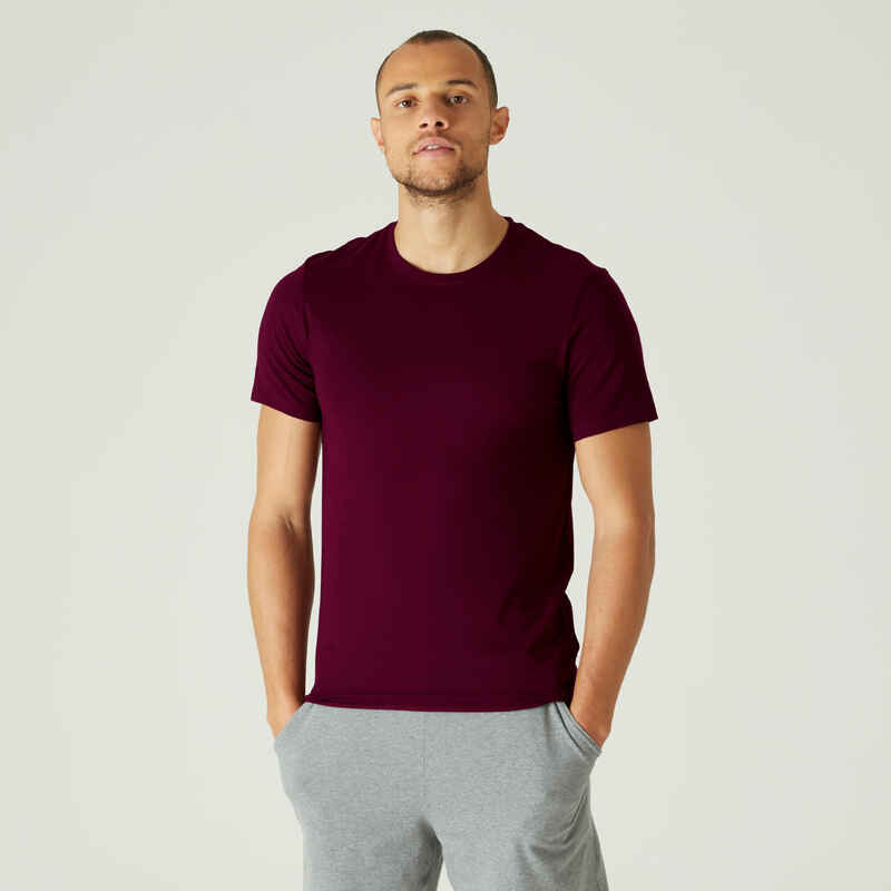 T-Shirt Slim Fitness Baumwolle bordeaux