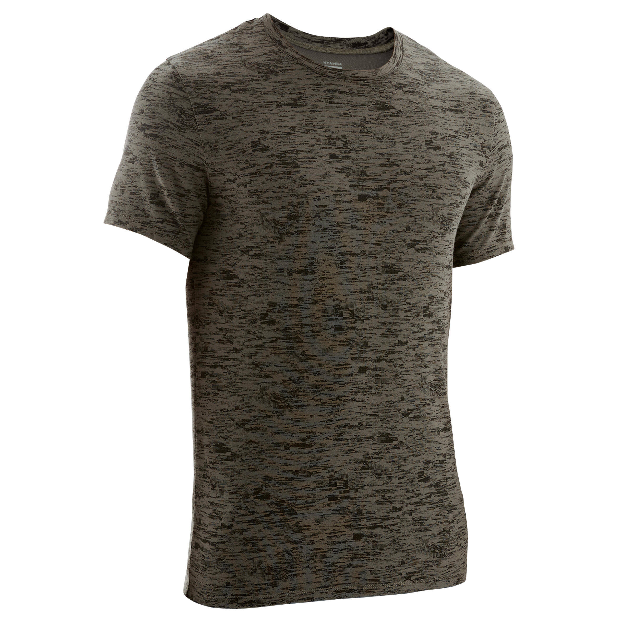 Men Cotton Blend Gym T-shirt Slim fit 500 - Khaki Print -  2