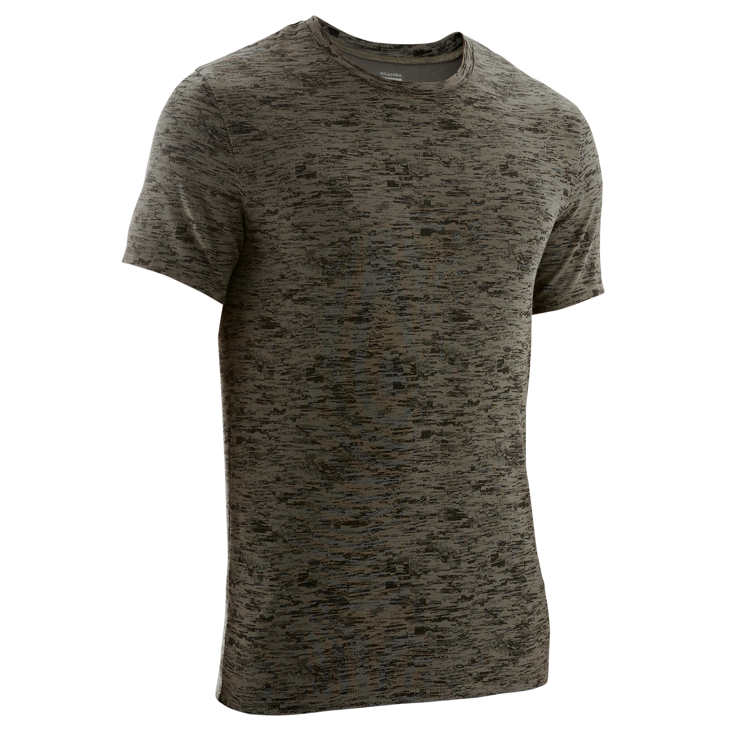 Men's Slim-Fit Fitness T-Shirt 500 - Grey/Khaki 3/7