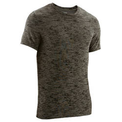 Men's Slim-Fit Fitness T-Shirt 500 - Grey/Khaki