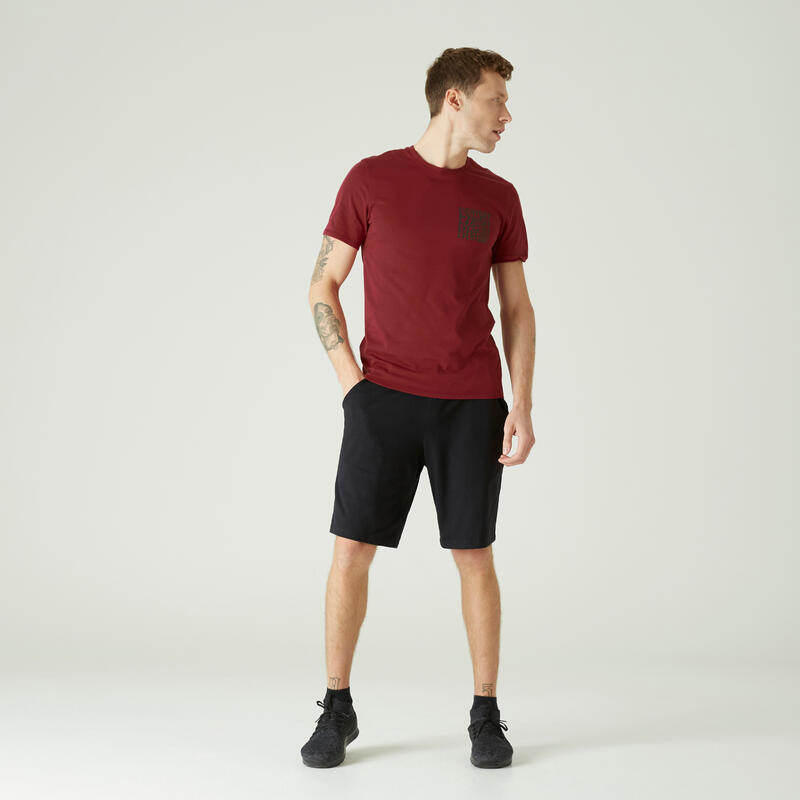 Футболка хлопковая эластичная для фитнеса зауженная Decathlon 329596