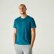 Men's Cotton Gym T-shirt Regular fit 500 - Blue Print