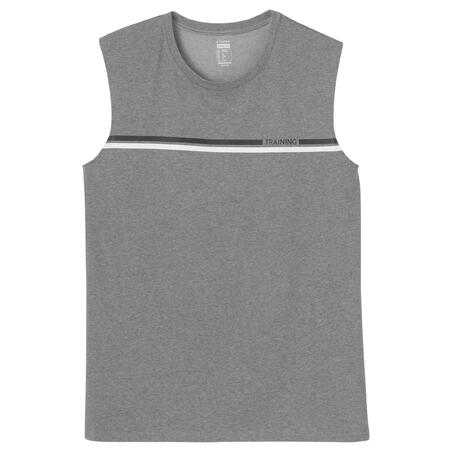 גופייה נמתחת מכותנה לכושר - אפור עם דוגמה