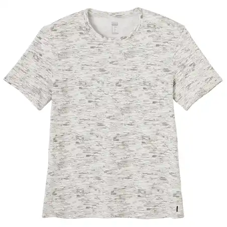 Men's Short-Sleeved Straight-Cut Crew Neck Cotton Fitness T-Shirt 500 - Print