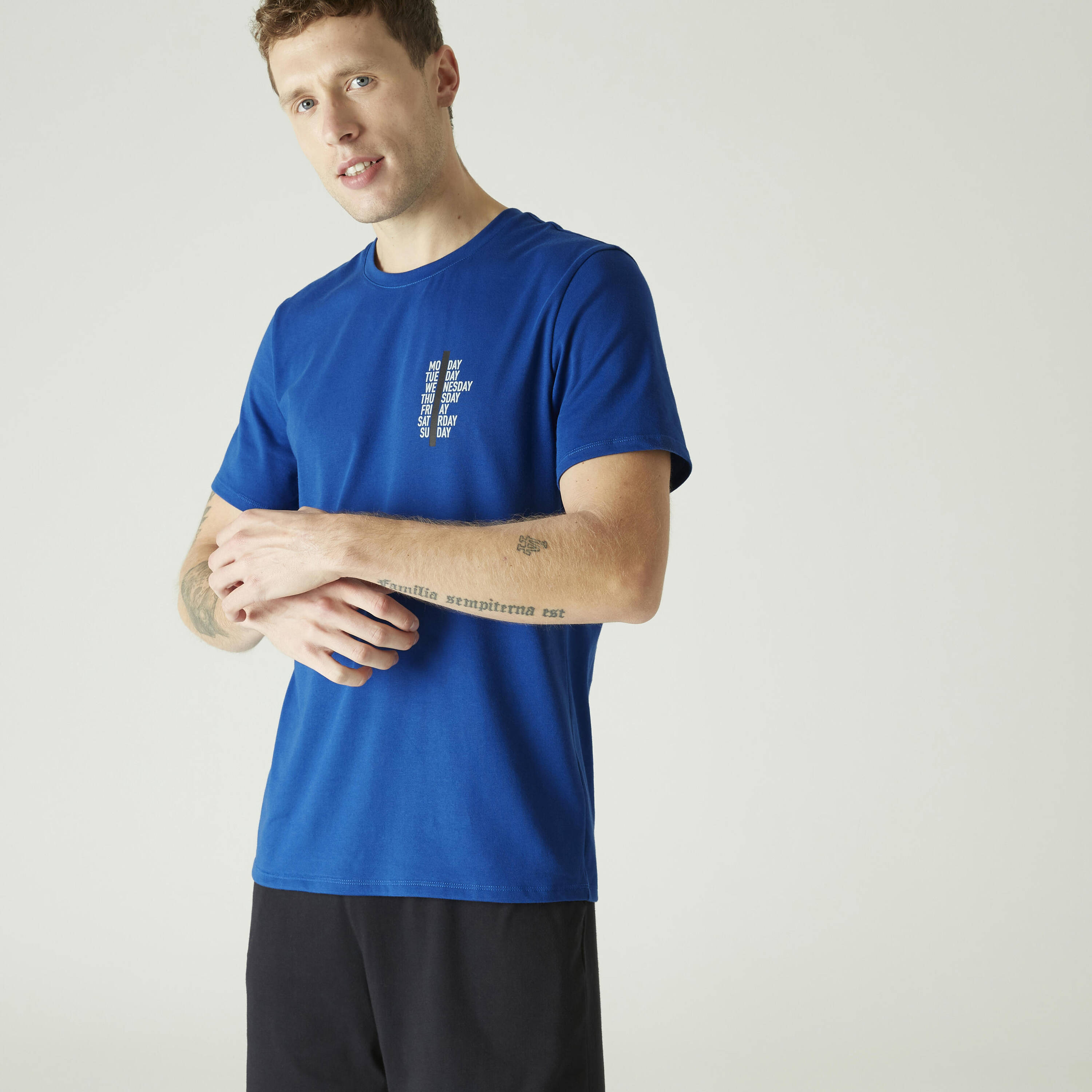 Refurbished Men Fitness Cotton Gym T-shirt Regular  Blue  - Condition A -  3