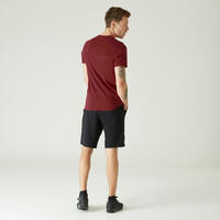 T-shirt fitness manches courtes slim coton extensible col rond homme bordeaux