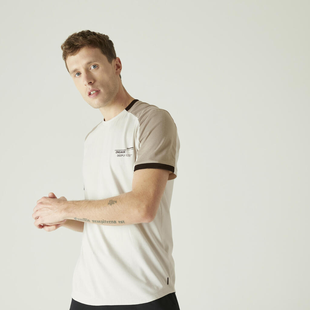 Curved-hem stretch cotton fitness t-shirt