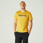 Men's Cotton Gym T-shirt Regular fit 500 - Yellow Print