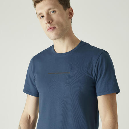 חולצת טי דקה ונמתחת לכושר - הדפס כחול