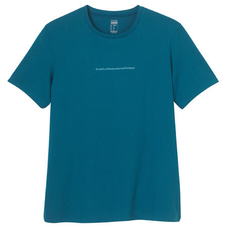 T-shirt fitness manches courtes slim coton extensible col rond homme bleu paon